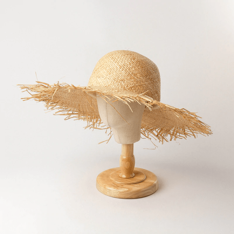 thesem Hat Raffia Edge Straw Hat